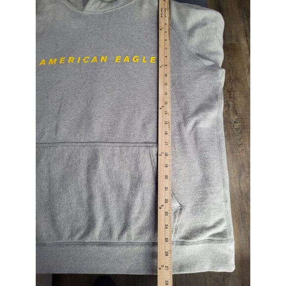American Eagle Hoodie Sweatshirt Gray Yellow Mens SZ LG Y2k Grunge Skater - Picture 4 of 9
